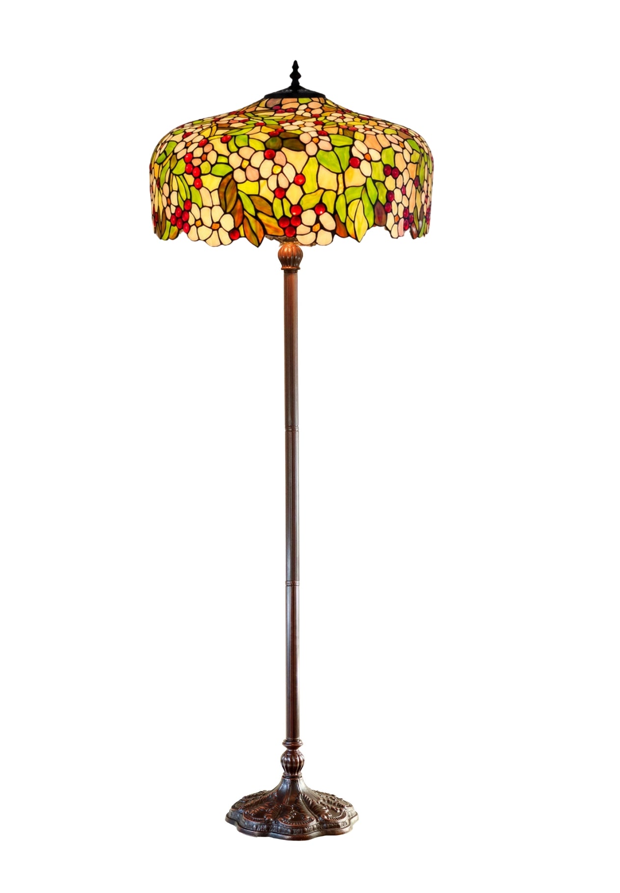 Gorgeous Huge Joanne Tiffany 20" Apple Blossom Flower Tiffany Floor Lamp