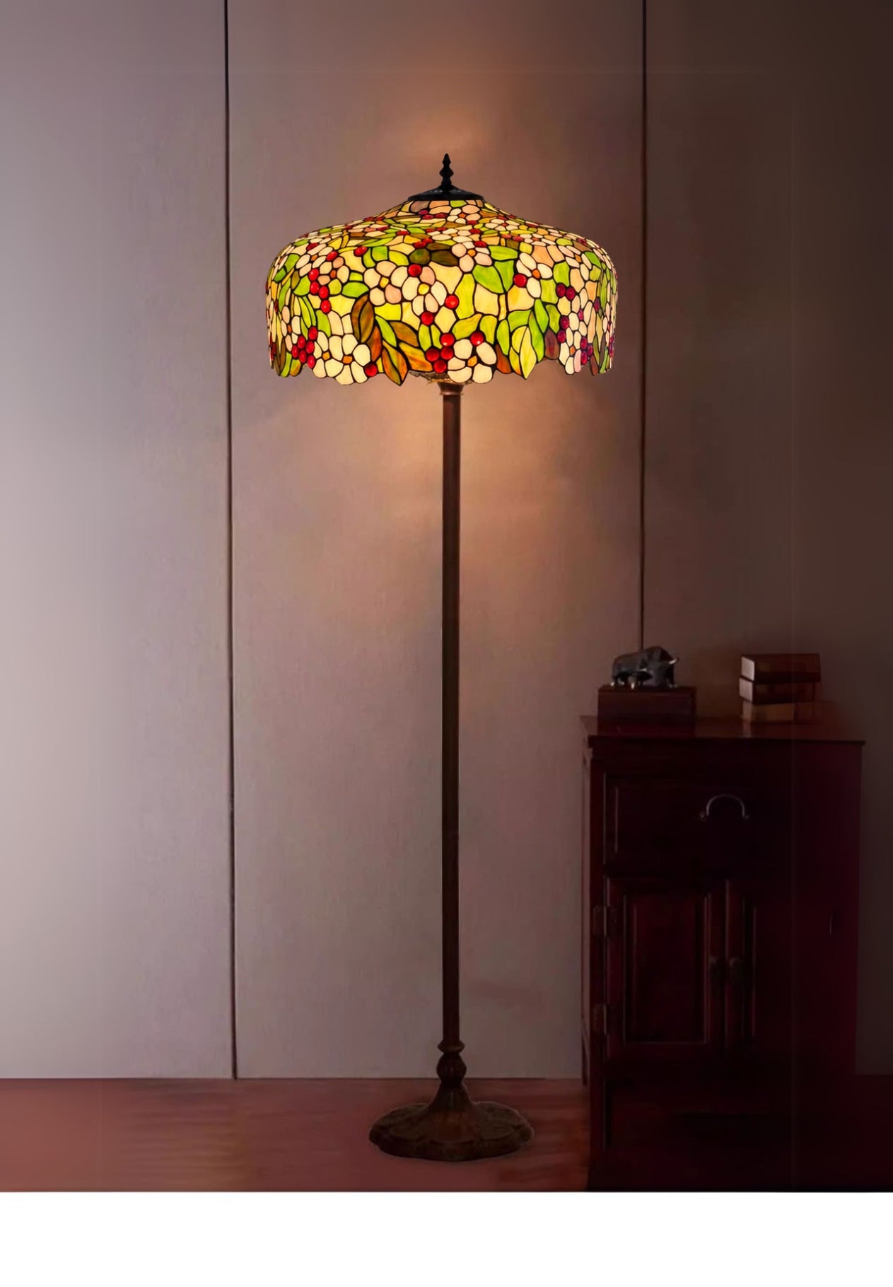 Gorgeous Huge Joanne Tiffany 20" Apple Blossom Flower Tiffany Floor Lamp