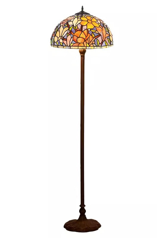 Large 16" Flower Magnolia Stained Glass Tiffany Floor Lamp