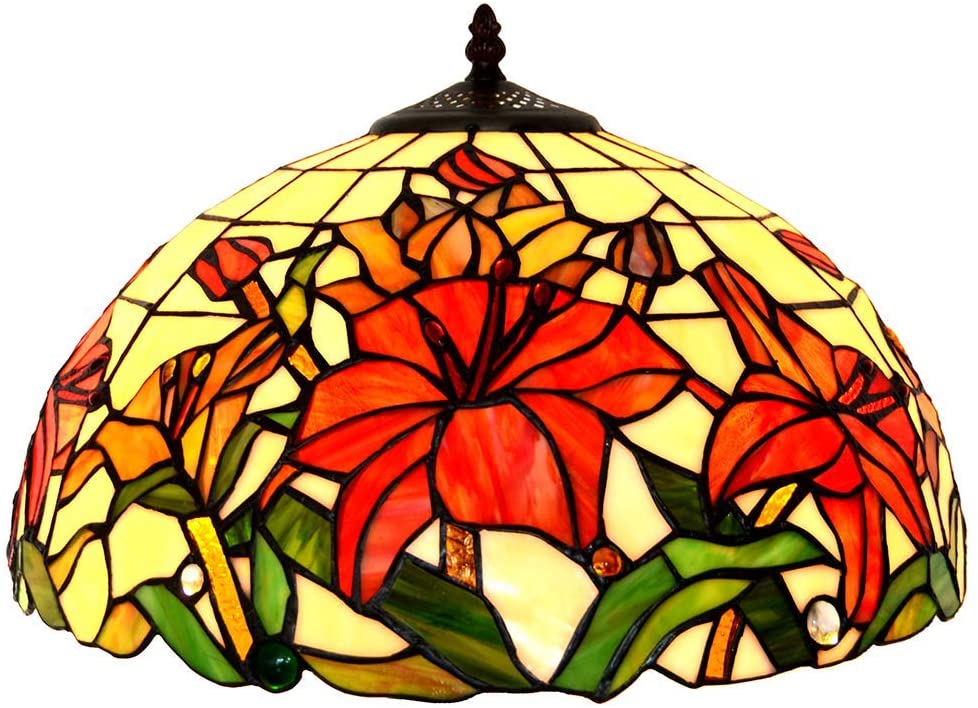 Large 16" Lily Style Stained Glass Tiffany Floor Lamp