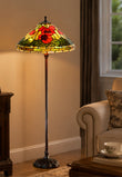 Traditional Reproduction Huge 20" Red Poppy Tiffany Floor Lamp