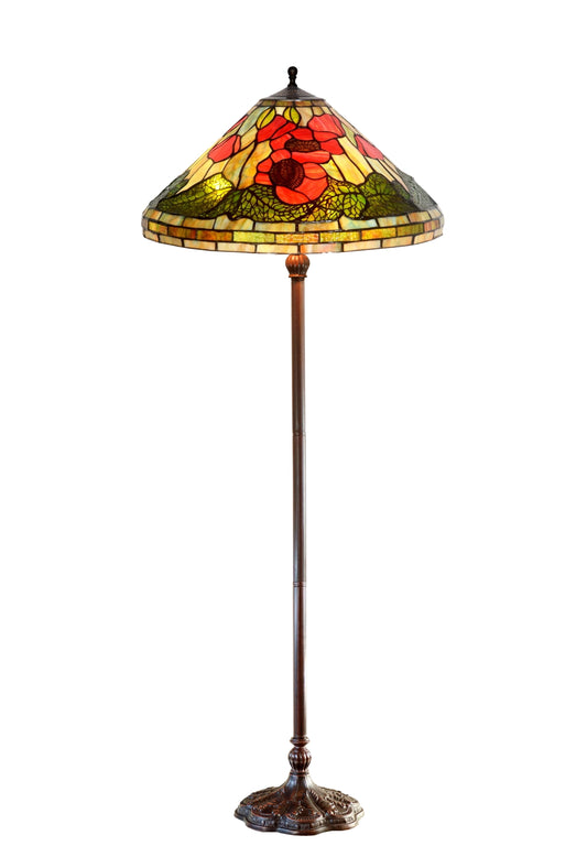 Traditional Reproduction Huge 20" Red Poppy Tiffany Floor Lamp