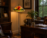 Traditional Reproduction Huge 20" Red Poppy Tiffany Floor Lamp