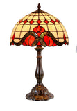 12" Traditional Red Art Nouveau leadlight Bedside Lamp