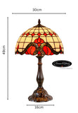 12" Traditional Red Art Nouveau leadlight Bedside Lamp