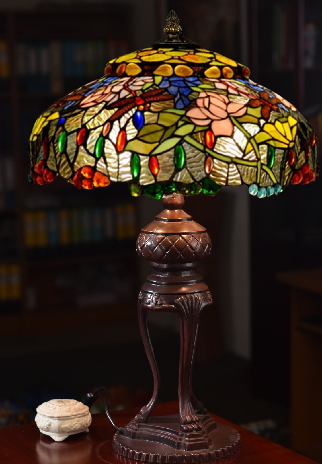 Limited Edition@Huge Tiffany Reproduction Traditional Dragonfly Table Lamp