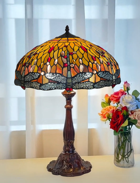 Huge 18" Dragonfly Style Tiffany Table Lamp @ Limited Stock only