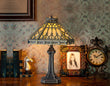 14" Retro Square Stained Glass Tiffany Style Table Lamp with Zinc Alloy Base