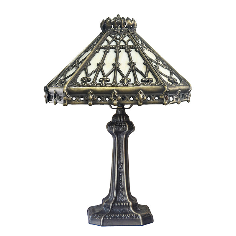 14" Retro Square Stained Glass Tiffany Style Table Lamp with Zinc Alloy Base