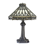 14" Retro Square Stained Glass Tiffany Style Table Lamp with Zinc Alloy Base