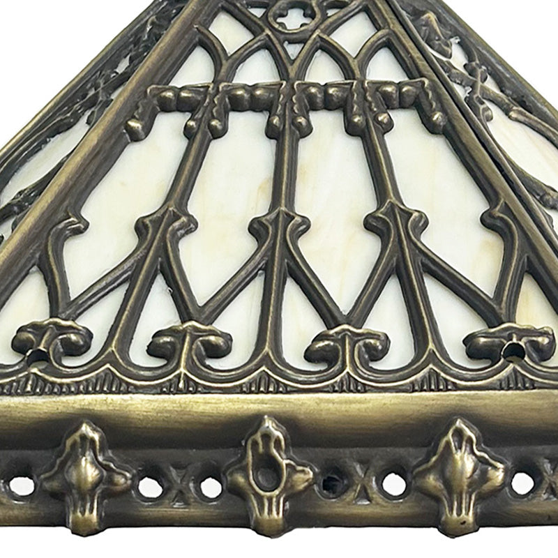 14" Retro Square Stained Glass Tiffany Style Table Lamp with Zinc Alloy Base