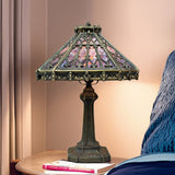 14" Retro Square Stained Glass Tiffany Style Table Lamp with Zinc Alloy Base* Velvet Purple