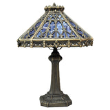14" Retro Square Stained Glass Tiffany Style Table Lamp with Zinc Alloy Base* Velvet Purple
