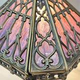 14" Retro Square Stained Glass Tiffany Style Table Lamp with Zinc Alloy Base* Velvet Purple