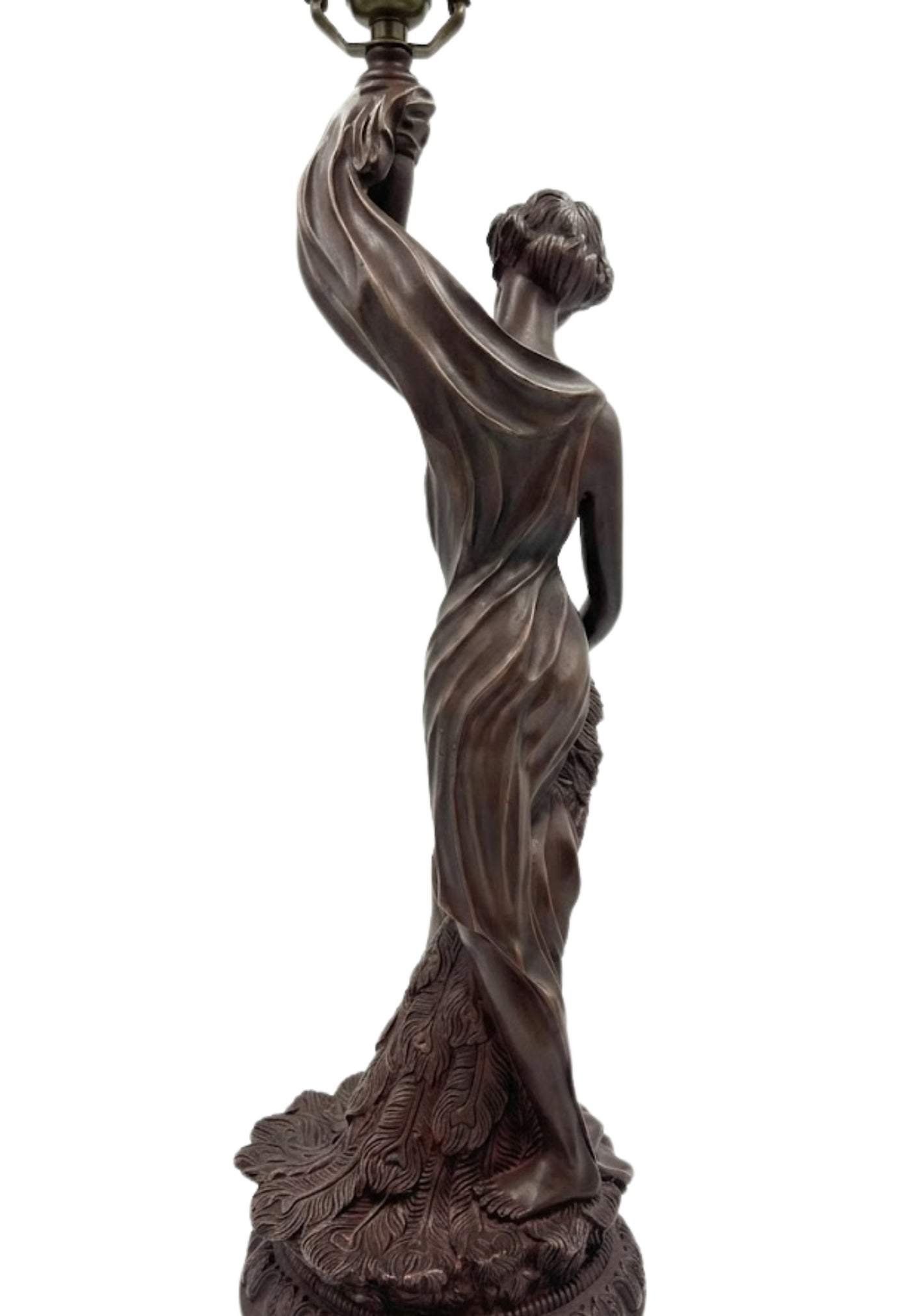 Huge 20" Tiffany Style Dragonfly Table Lamp – Art Nouveau Lady Sculpture Base