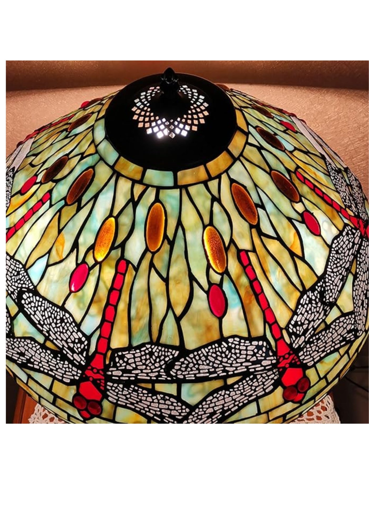 Huge 20" Tiffany Style Dragonfly Table Lamp – Art Nouveau Lady Sculpture Base