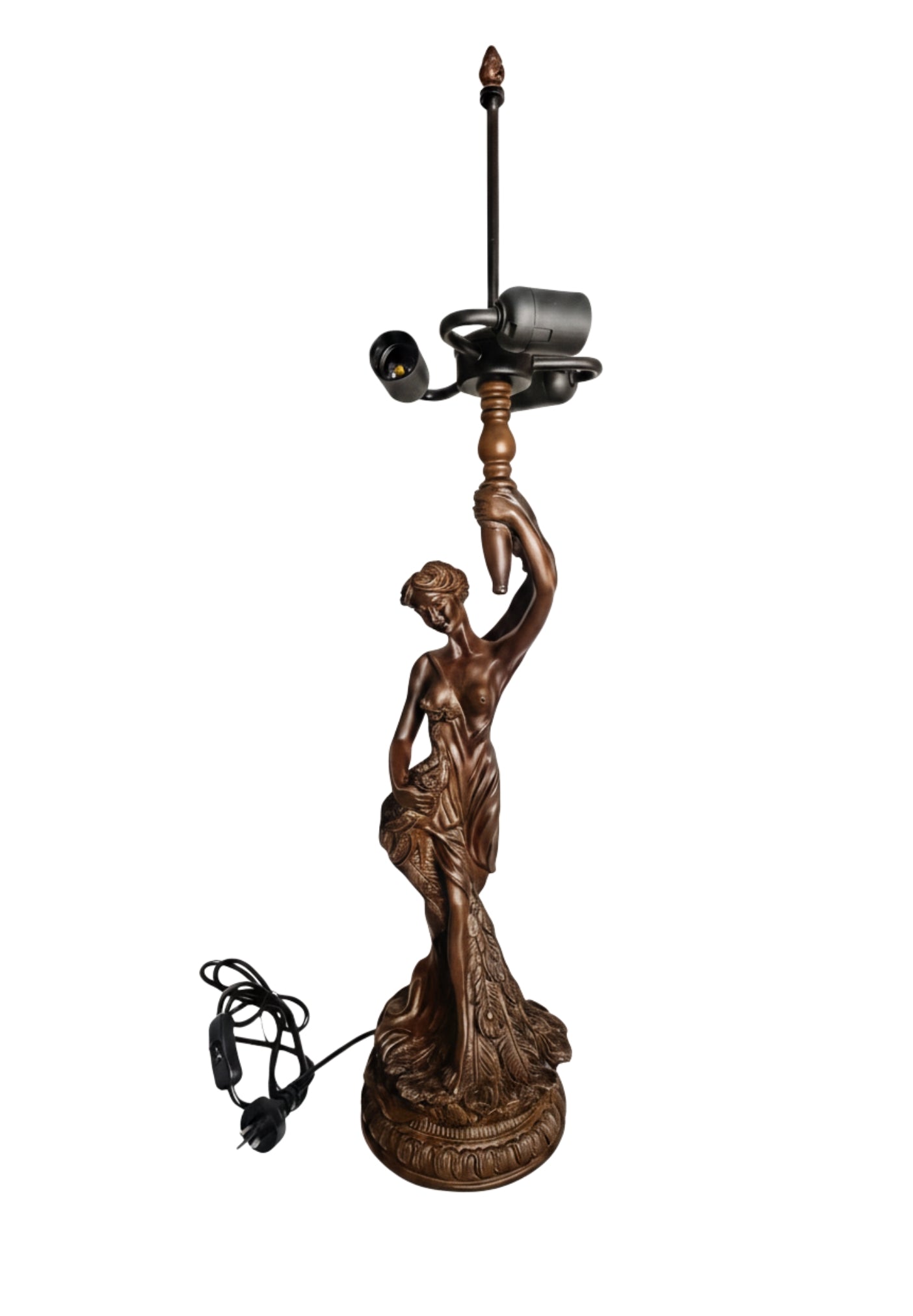 Huge 20" Tiffany Style Dragonfly Table Lamp – Art Nouveau Lady Sculpture Base