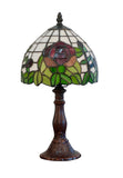 Elegant  8" Red Rose Style Tiffany Mini Table Lamp