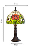 Elegant  8" Red Rose Style Tiffany Mini Table Lamp