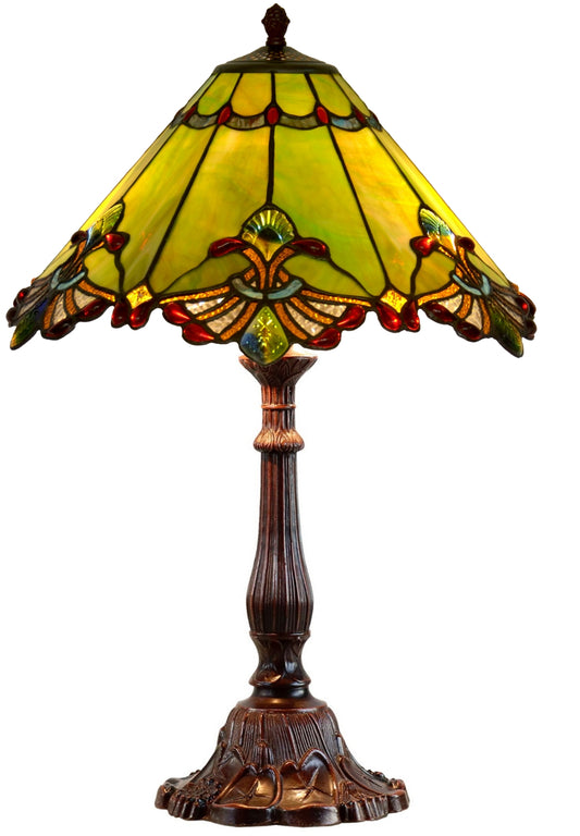 Limited Edition Large 17" Green Jewel Carousel Style Tiffany Table Lamp