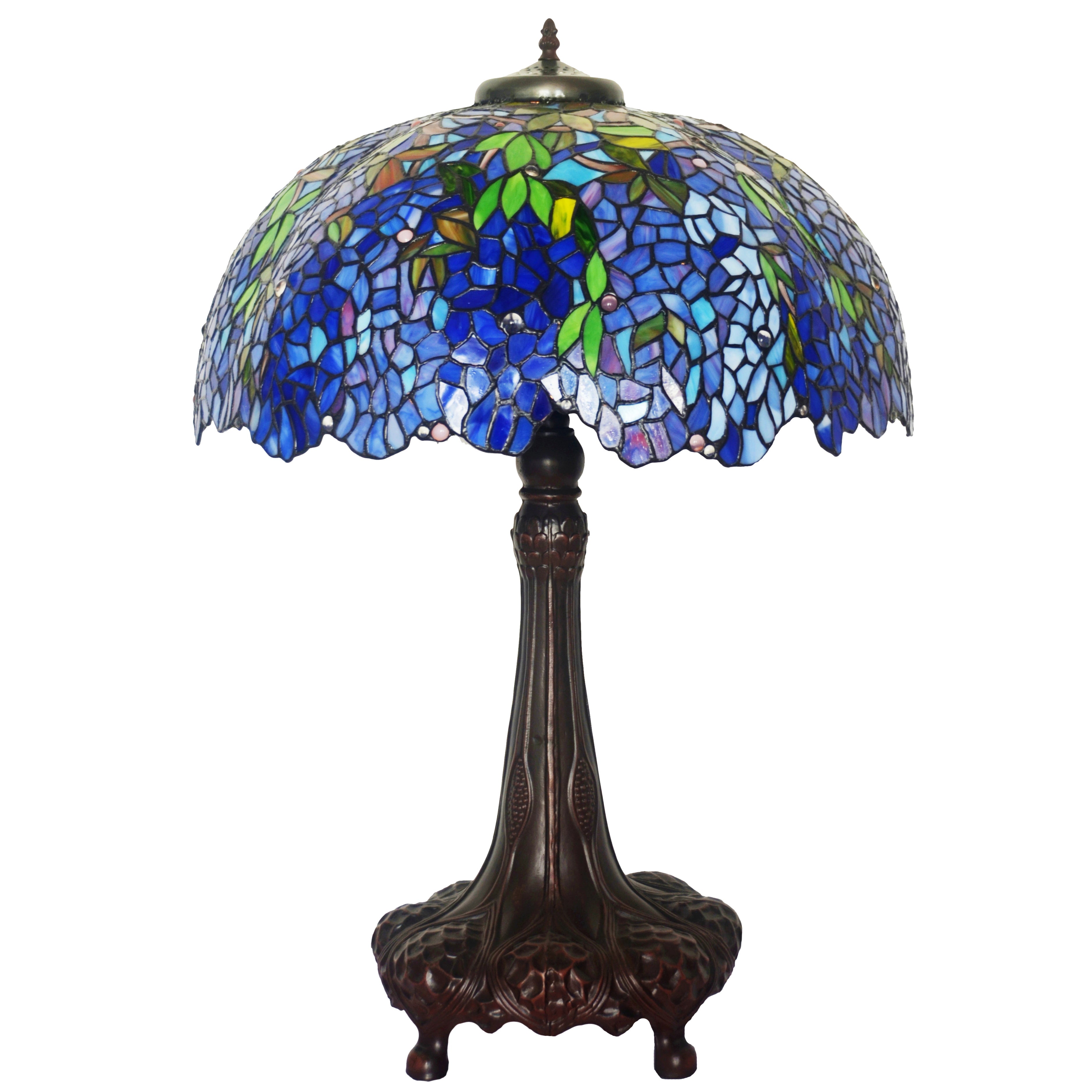 Huge 22 inches Wide Tiffany Reproduction Wisteria Table Lamp(only 1)