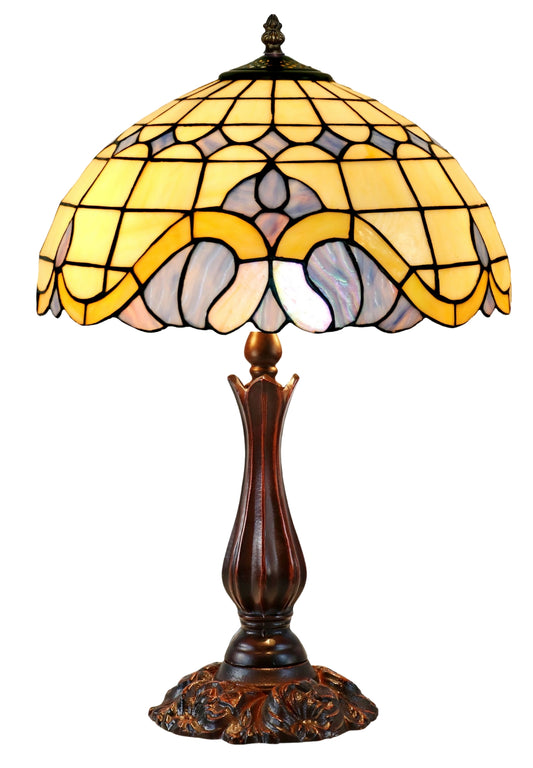 Large 16" Mediterranean Style Leadlight Stained Glass Tiffany Table Lamp