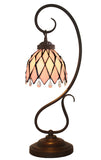 Stunning Pink Tiffany Accent Table Lamp with hanging beads