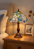 12" Blue Wisteria Tiffany Style Bedside Lamp