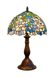 12" Blue Wisteria Tiffany Style Bedside Lamp