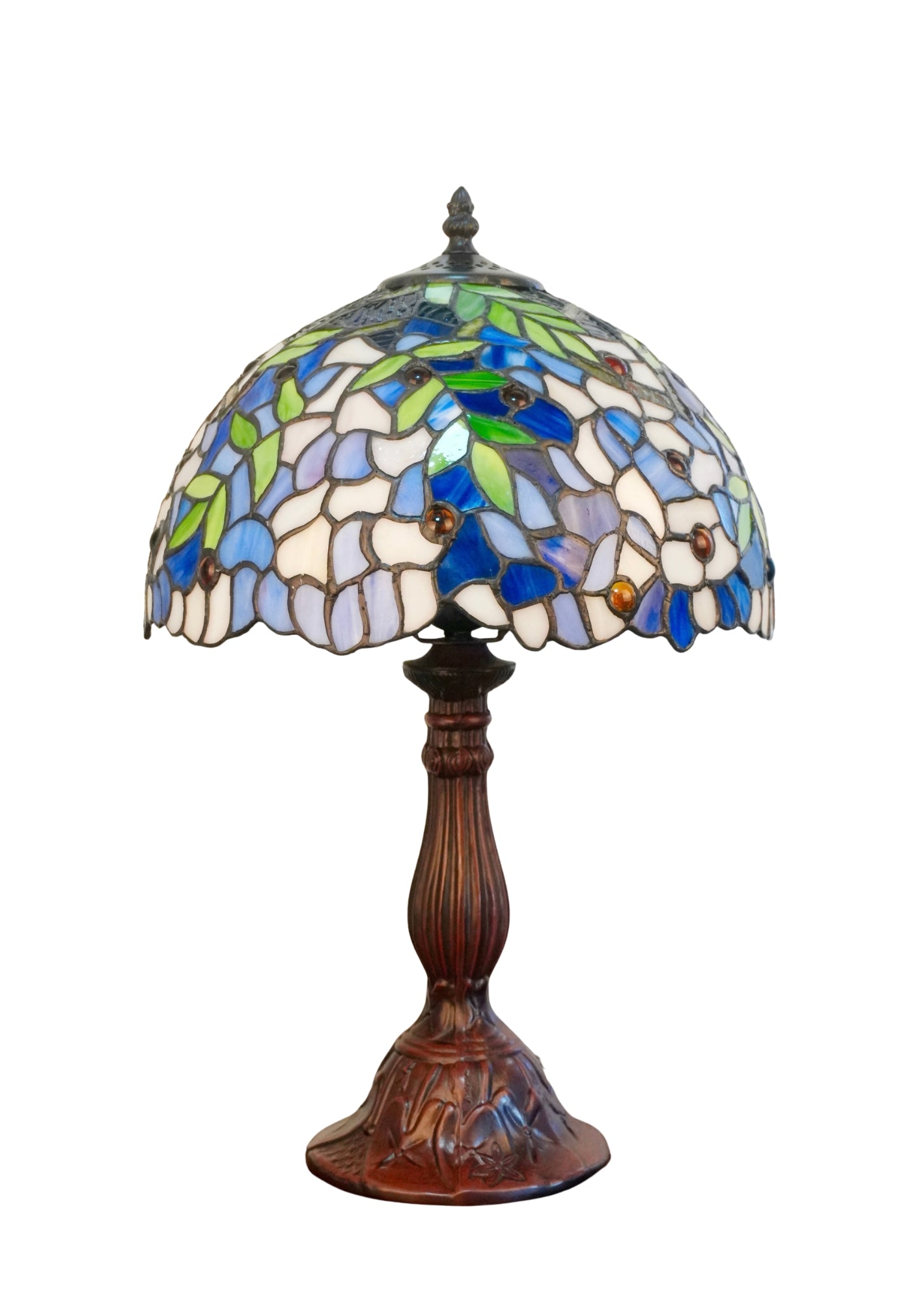 12" Blue Wisteria Tiffany Style Bedside Lamp