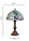12" Blue Wisteria Tiffany Style Bedside Lamp