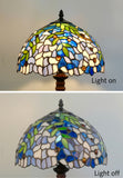12" Blue Wisteria Tiffany Style Bedside Lamp