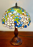 12" Blue Wisteria Tiffany Style Bedside Lamp