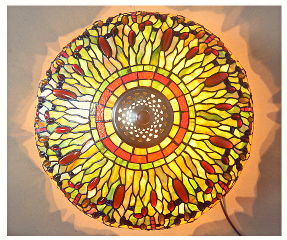 Huge 20" Dragonfly  Stained Glass Tiffany Table Lamp with Lady peacock Base