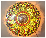 Huge 20" Dragonfly  Stained Glass Tiffany Table Lamp with Lady peacock Base