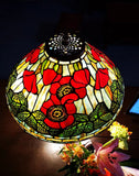 Legend Collection@Large 16" Poppy Flower Stained Glass Tiffany Table Lamp