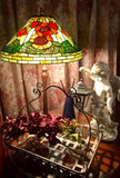 Legend Collection@Large 16" Poppy Flower Stained Glass Tiffany Table Lamp