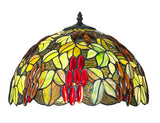 Large 16" Tiffany Style Grape Table Lamp with Bird Tree Base