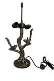 Large 16" Tiffany Style Grape Table Lamp with Bird Tree Base