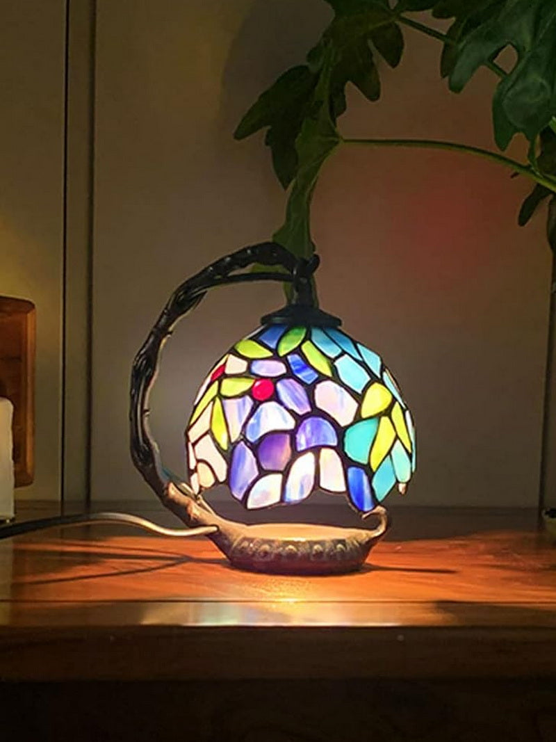 Blue Wisteria  Mini Tiffany Stained Glass Night Lamp