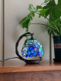 Blue Wisteria  Mini Tiffany Stained Glass Night Lamp