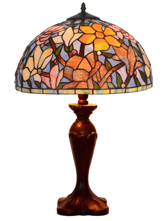 Nature's Elegance Collection@Large 16" Magnolia Flower Stained Glass Tiffany Table Lamp
