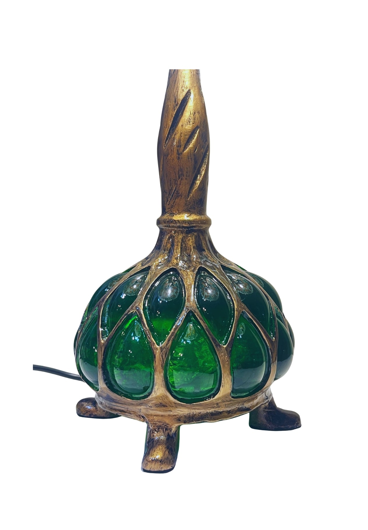 Legend Collection 16" Tiffany Pansy Stained Glass Table Lamp with Unique Green Accent Sculpted Resin Base