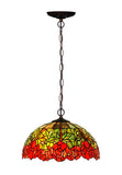 Large 16" Vintage Tiffany Rose Stained Glass Pendant Light for Dining & Living Rooms