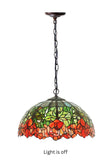 Large 16" Vintage Tiffany Rose Stained Glass Pendant Light for Dining & Living Rooms