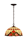 Large 16" Red Baroque Style Stained Glass Cafe Tiffany Hanging Light
