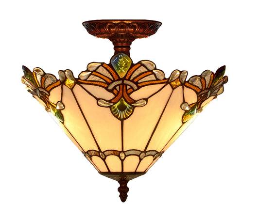 Medium Size 13" White Jewel Carousel Semi Flush Mount Ceiling Light