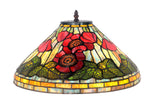 16" Tiffany Red Poppy Stained Glass Pendant Lamp – Handcrafted Art Nouveau Floral Design
