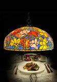 Huge 22" Magnolia Flower Stained Glass Tiffany Hanging Light