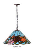 Large 18" Wide Vintage Style Red Rose Stained Glass Leadlight Tiffany Pendant Light